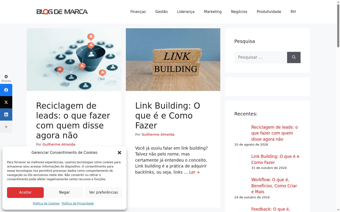 Screenshot del banner di consenso mostrato prima di qualsiasi interazione