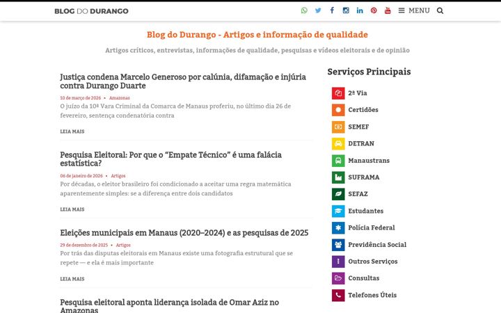 Screenshot of blogdodurango.com.br