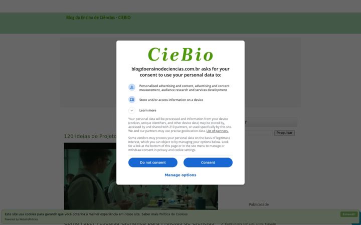 Captura de pantalla de blogdoensinodeciencias.com.br