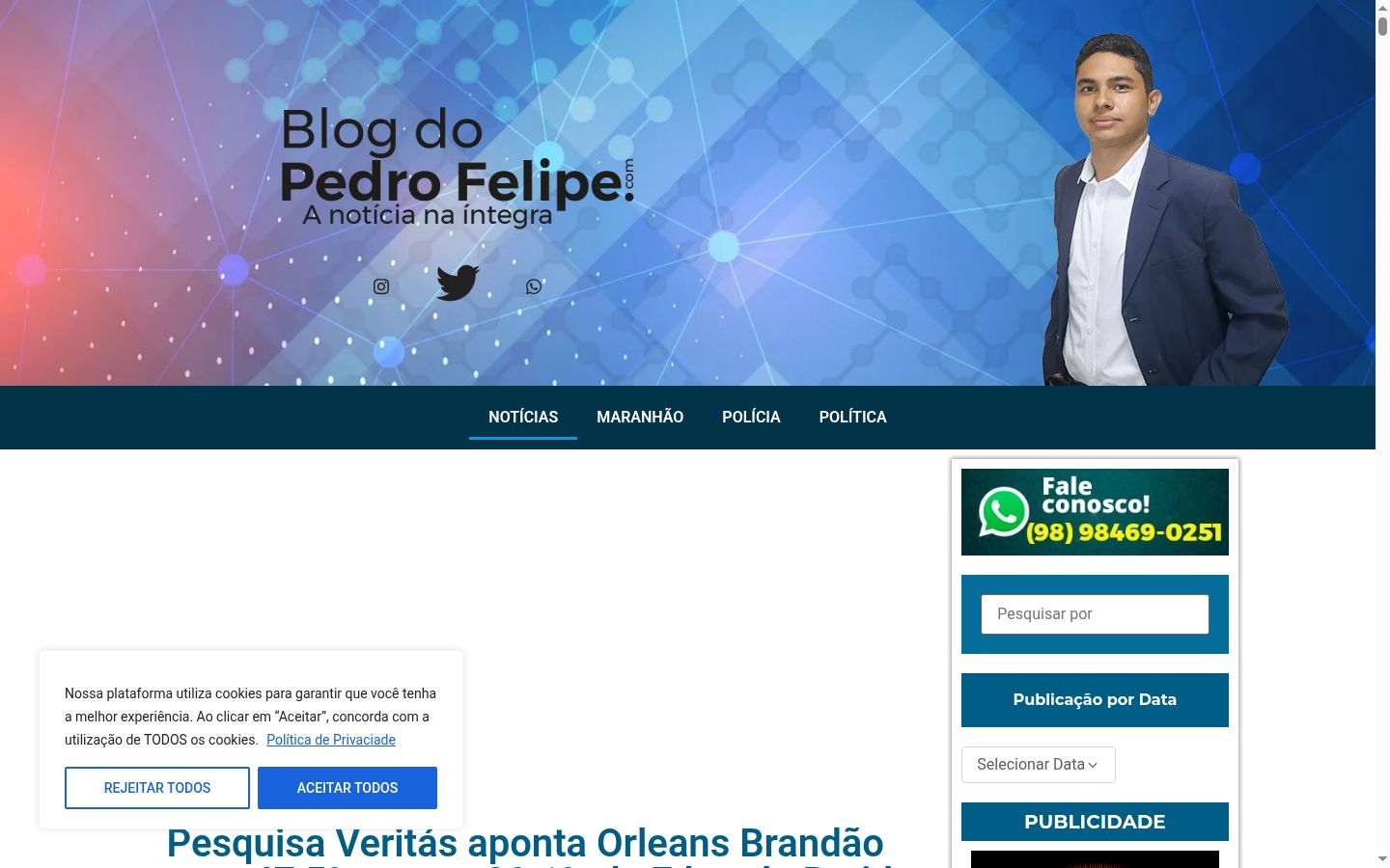 Captura de pantalla del banner de consentimiento mostrado antes de cualquier interacción