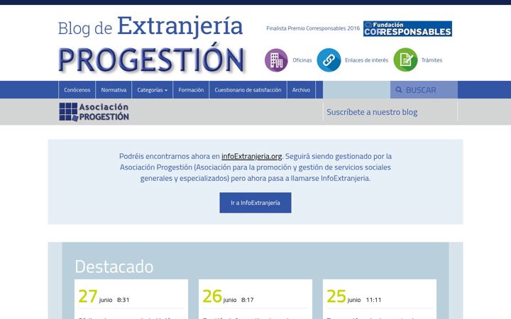 Screenshot of blogextranjeriaprogestion.org