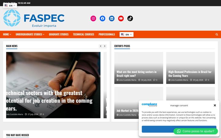 Screenshot di blogfaspec.com.br