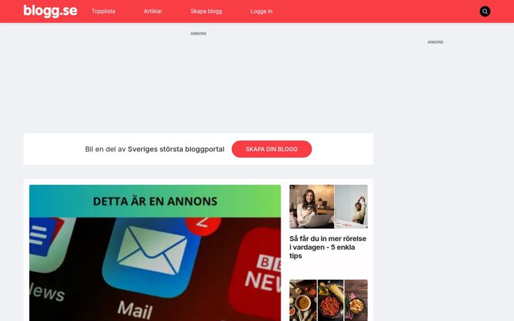 Posnetek zaslona blogg.se