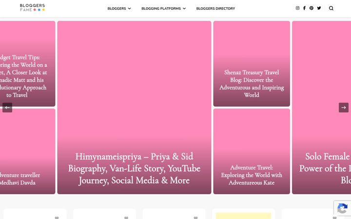 Screenshot of bloggersfame.com