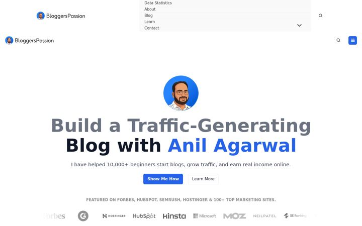 Screenshot of bloggerspassion.com