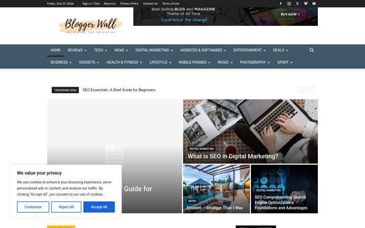 Screenshot stránky bloggerwall.com