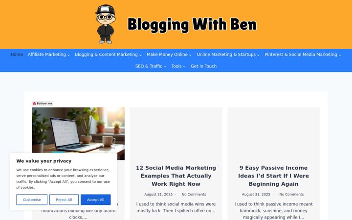 Screenshot of bloggingwithben.com