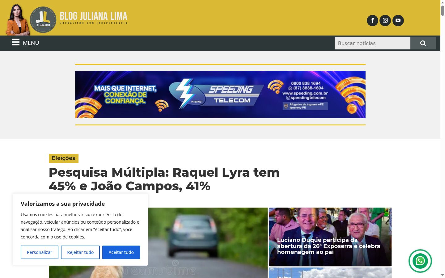 Ekrānuzņēmums ar piekrišanas baneri, kas tika rādīts pirms jebkādas mijiedarbības