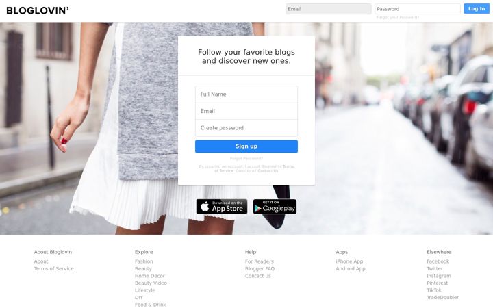Screenshot di bloglovin.com
