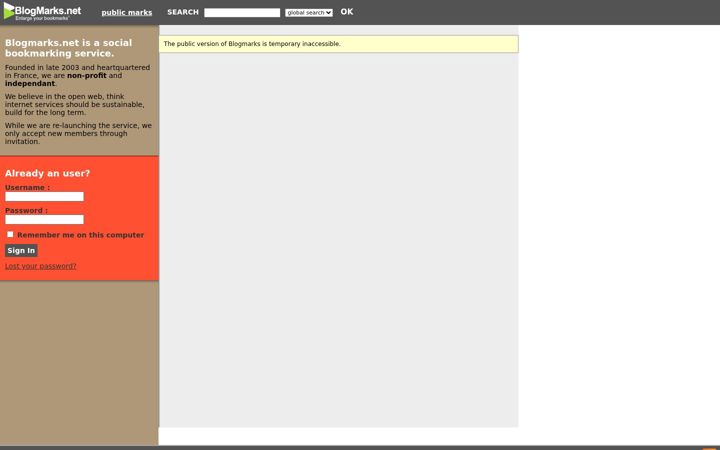Screenshot of blogmarks.net
