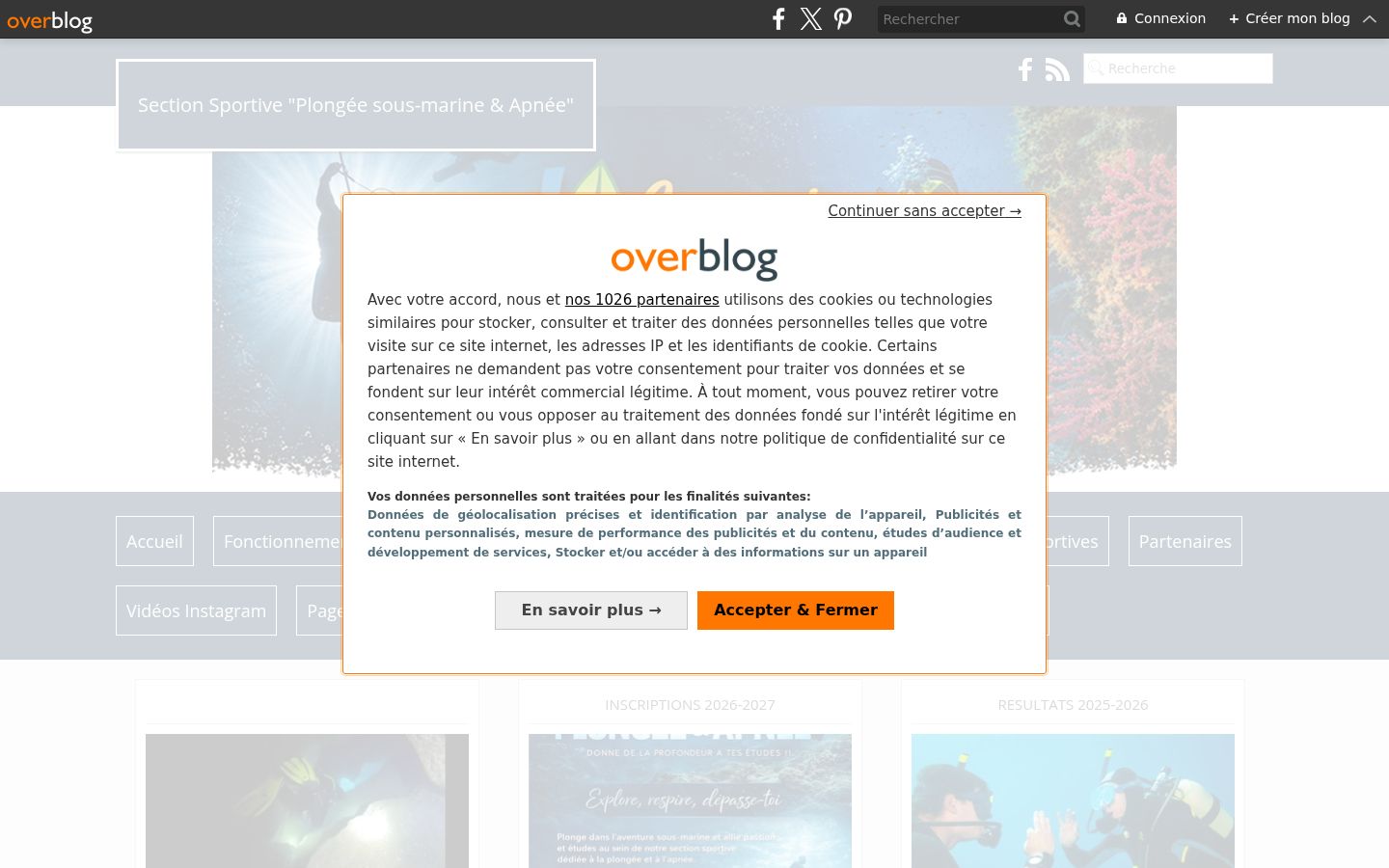 Screenshot del banner di consenso mostrato prima di qualsiasi interazione