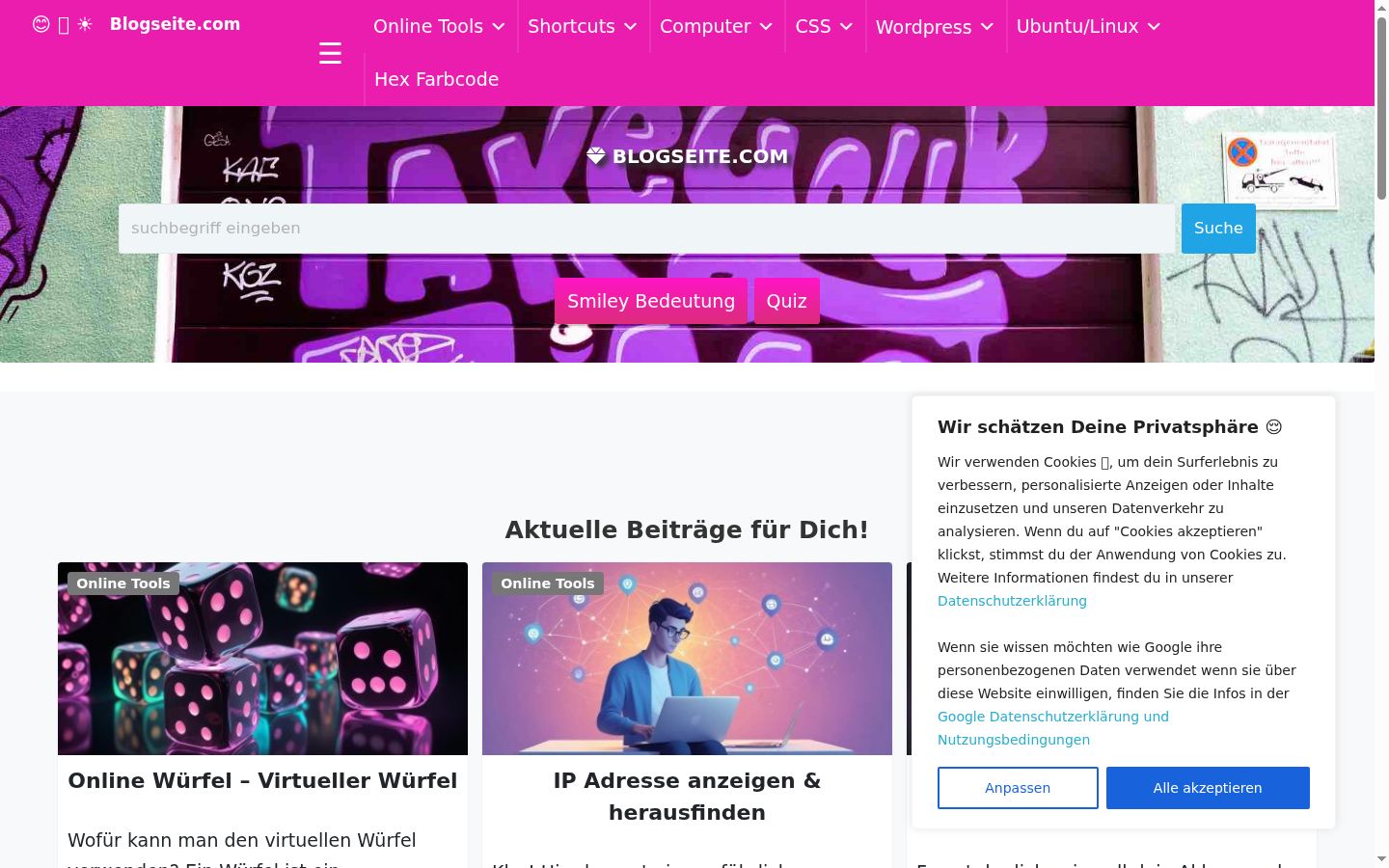 Screenshot del banner di consenso mostrato prima di qualsiasi interazione