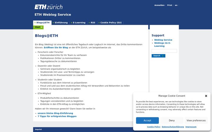 Screenshot stránky blogt.ethz.ch