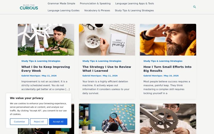 Screenshot of blogthecurious.com
