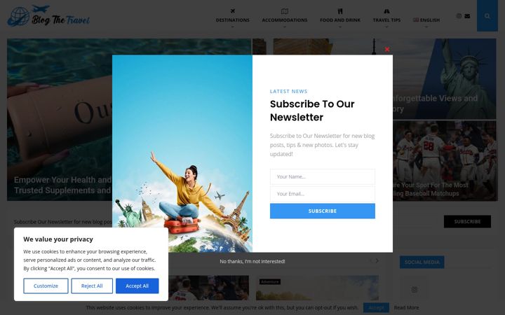 Screenshot of blogthetravel.com