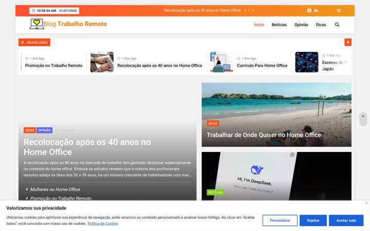 Screenshot of blogtrabalhoremoto.com.br