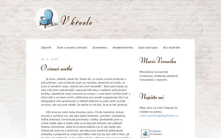 Screenshot of blogvkresle.cz