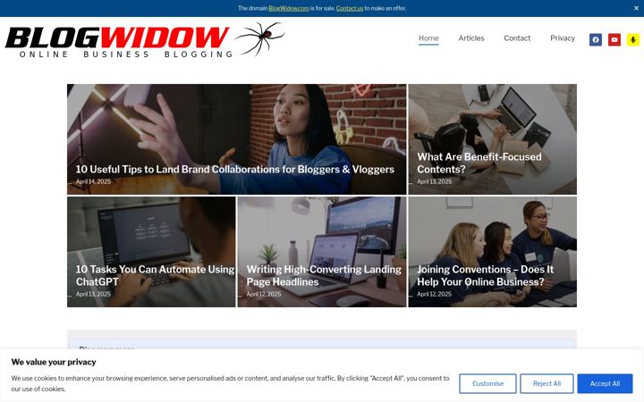 Skærmbillede af blogwidow.com