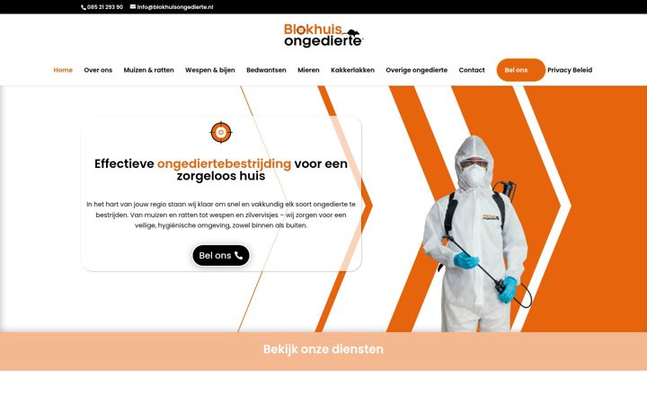 Screenshot stránky blokhuisongedierte.nl