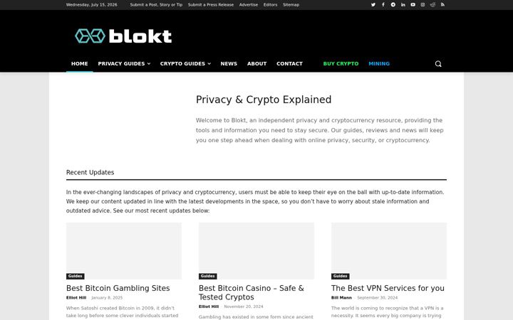 Screenshot of blokt.com