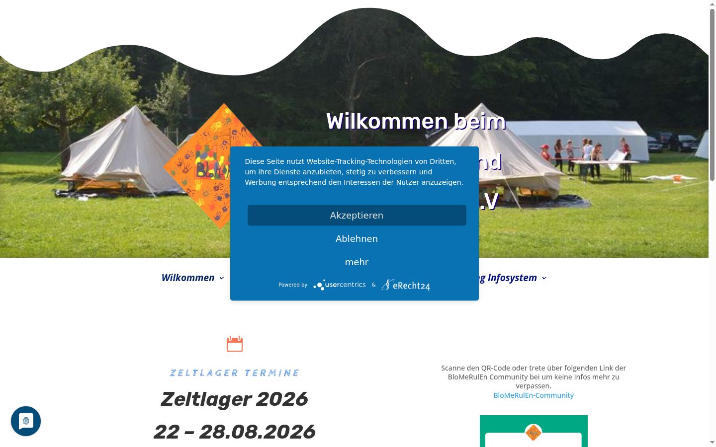 Screenshot of the consent banner shown before any interaction
