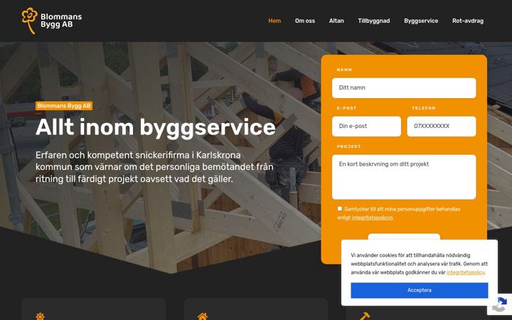 Screenshot of blommanbygg.se