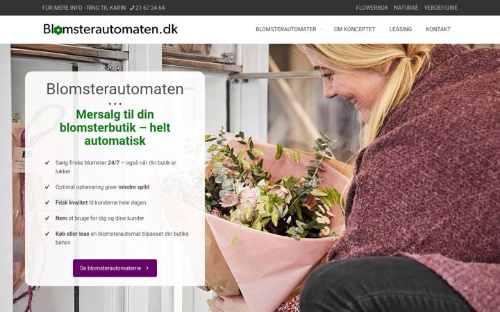 Skärmbild av blomsterautomaten.dk