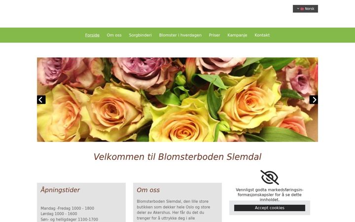 Skärmbild av blomsterboden.no