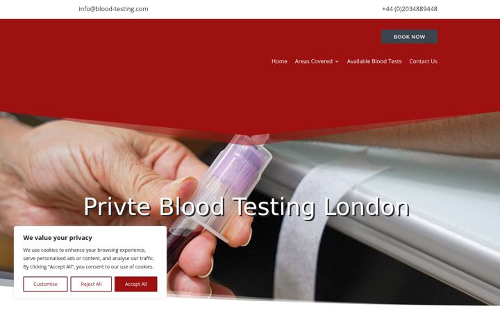 Captura de ecrã de blood-testing.com