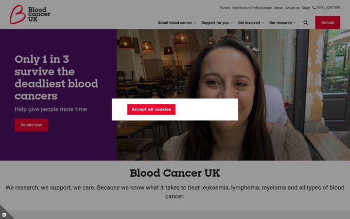 Screenshot of bloodcancer.org.uk