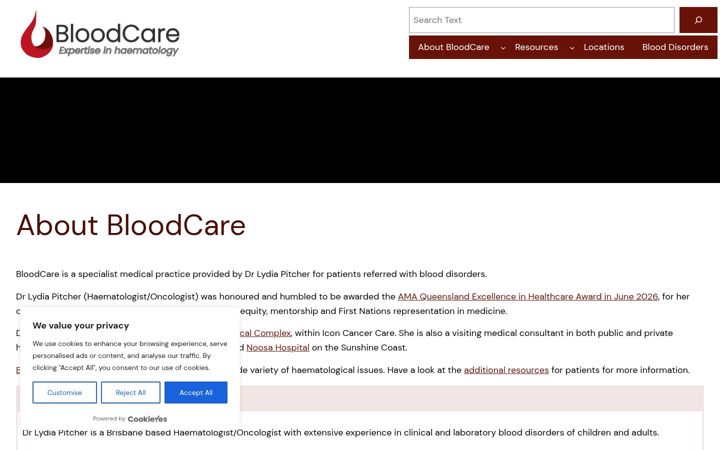 Captura de ecrã de bloodcare.com.au