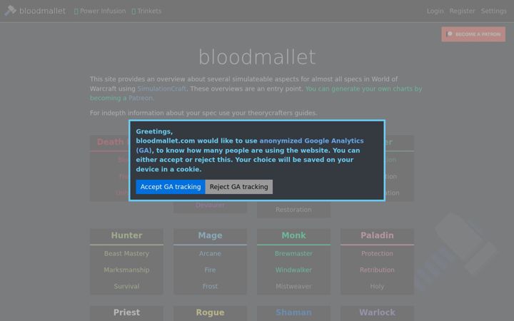 Screenshot of bloodmallet.com