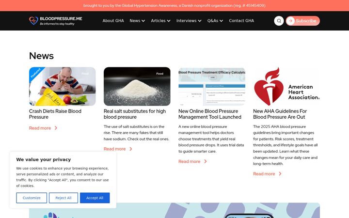 Screenshot of bloodpressure.me