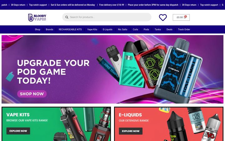 Screenshot of bloodyvapes.co.uk
