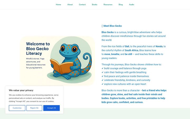Screenshot of bloogeckoliteracy.com