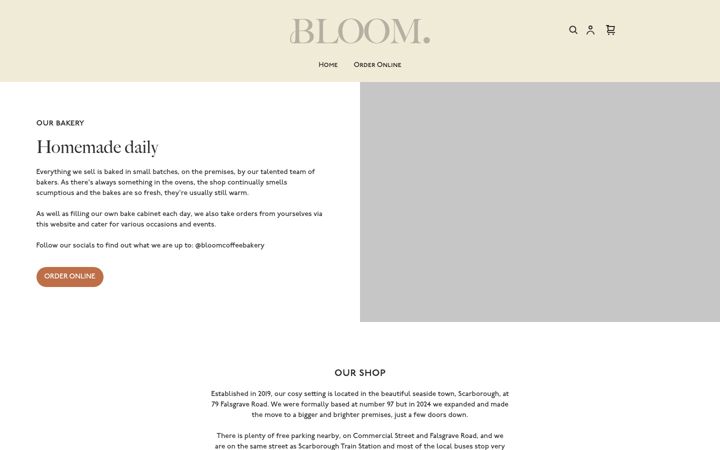 Screenshot of bloomcoffeebakery.com