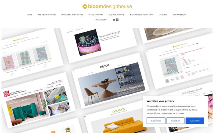 Snímek obrazovky bloomdesignhouse.co.uk