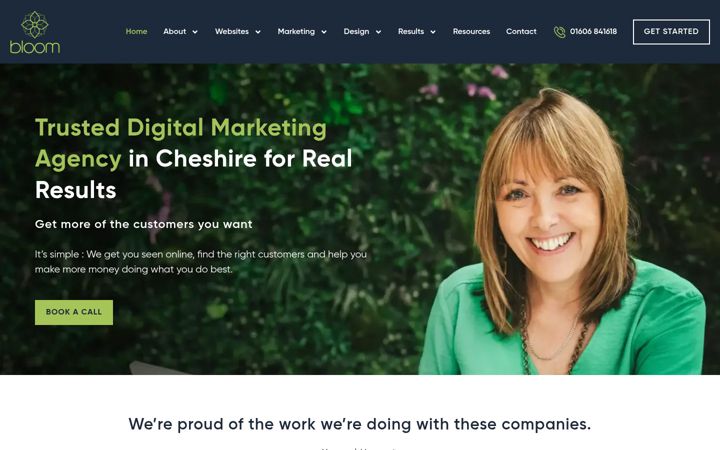 Snímek obrazovky bloomdigitalmarketing.uk
