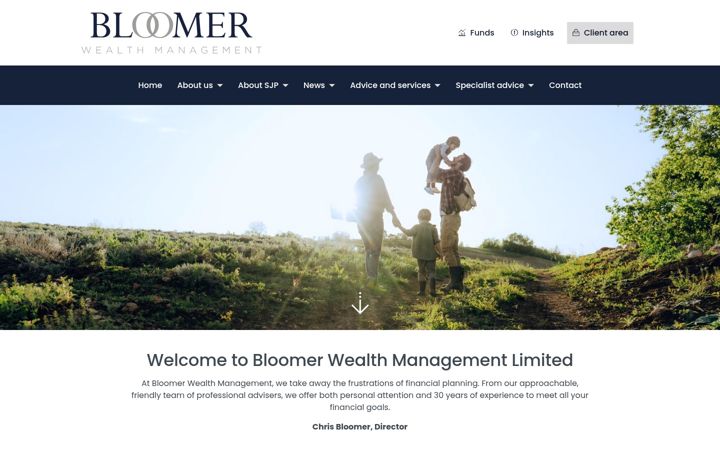 Snímek obrazovky bloomerwealth.co.uk