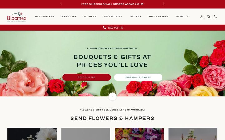 Screenshot of bloomex.com.au