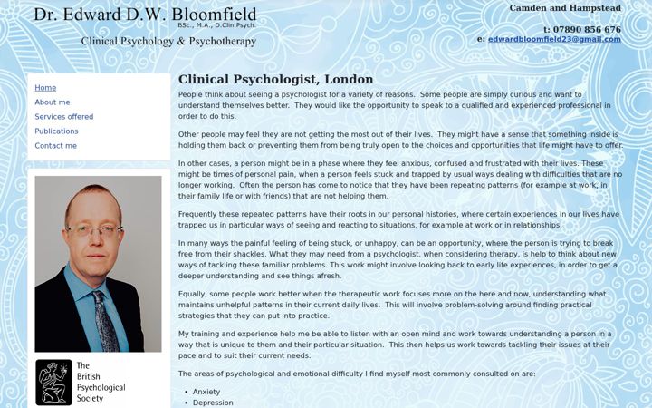Screenshot of bloomfieldtherapy.co.uk