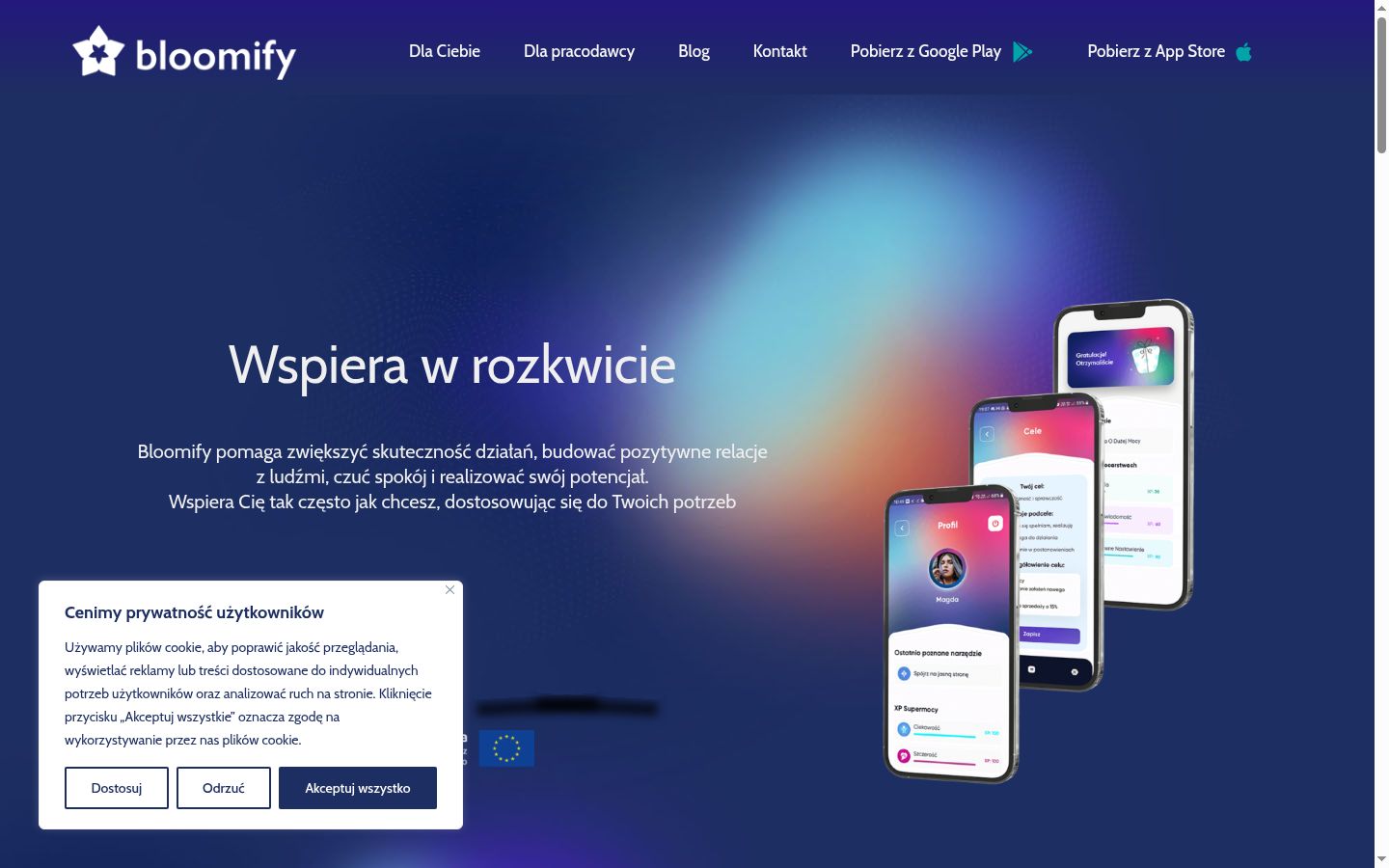 Zrzut ekranu banera zgody wyświetlanego przed jakąkolwiek interakcją