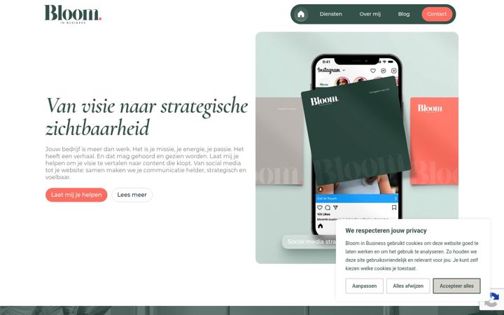 Posnetek zaslona bloominbusiness.nl