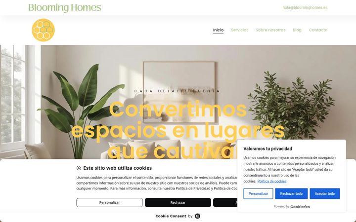 Captura de ecrã de bloominghomes.es