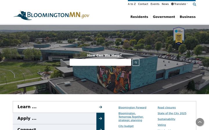 Screenshot of bloomingtonmn.gov