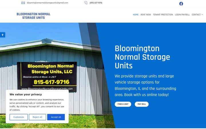 Screenshot of bloomingtonnormalstorageunits.com
