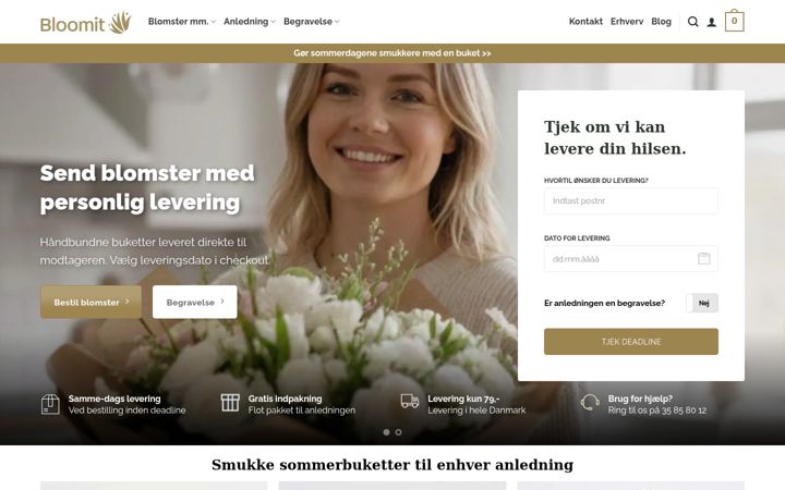 Ekraanipilt saidist bloomit.dk