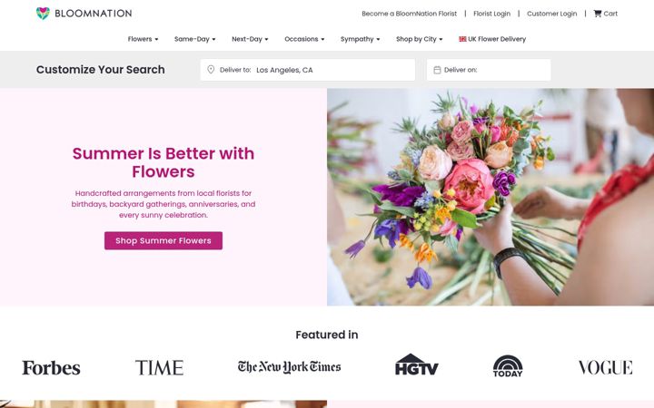 Screenshot of bloomnation.com