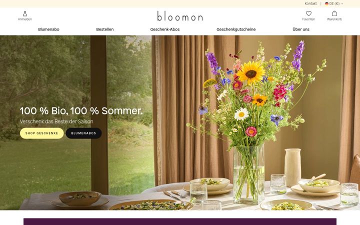 Ekraanipilt saidist bloomon.de