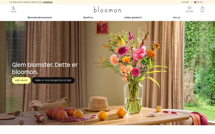 Ekraanipilt saidist bloomon.dk